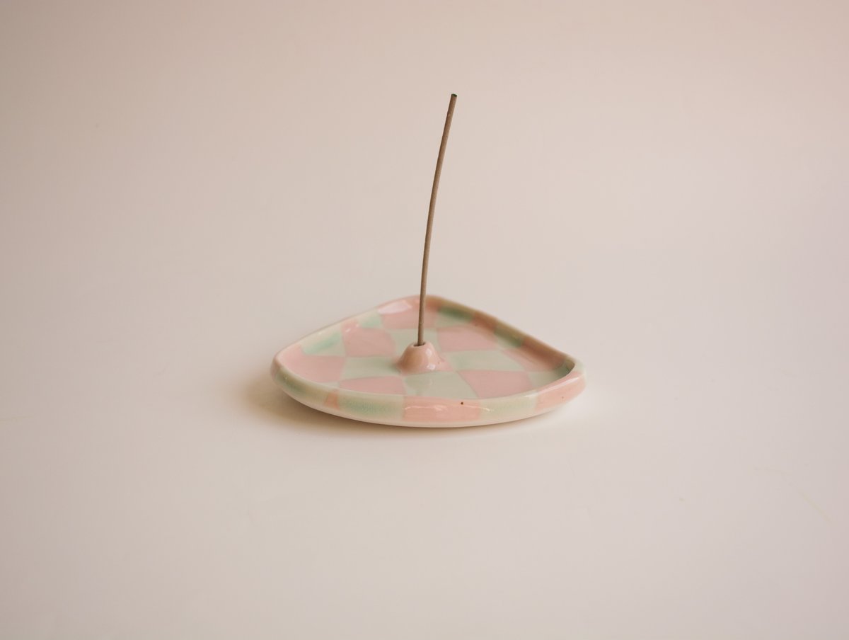 Image of Pebble Incense Holder - Pink and Blue