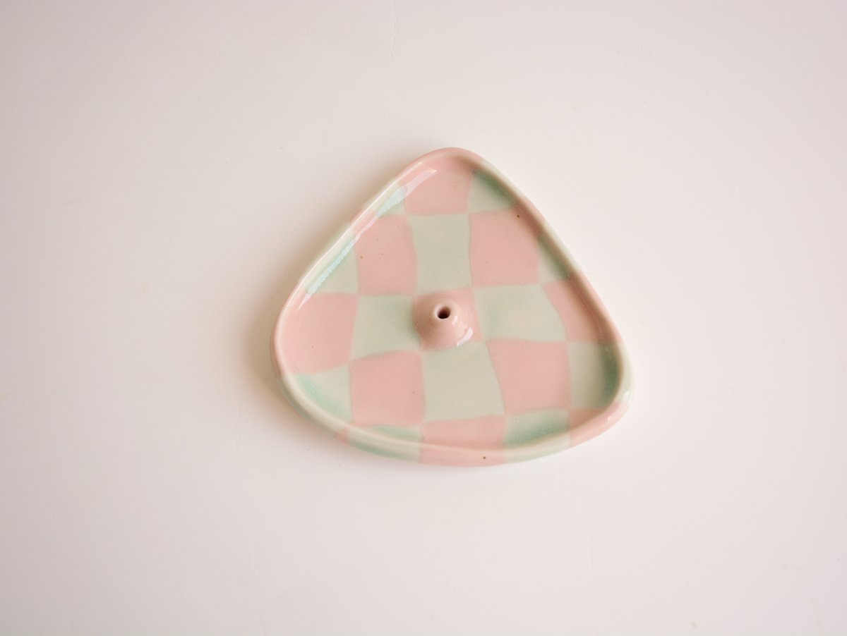 Image of Pebble Incense Holder - Pink and Blue