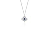 Petite Sapphire and Diamond Floral Pendant in 14k White Gold (2.8mm)