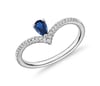 Pear-Shaped Sapphire and Diamond Chevron Ring in 14k White Gold (5x3mm)