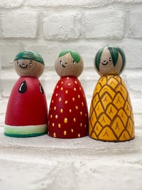 Image 3 of Fruit Peg Dolls - Strawberry/ Watermelon/ Pineapple - Set of 3