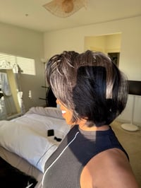 Image 8 of 10 inch YAKI LAYERED 13x6 LACE FRONT BOB WITH CURTAIN BANGS 