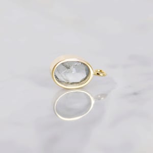 Image of Sri Lanka Aquamarine crystal oval cut 14k gold necklace no.3