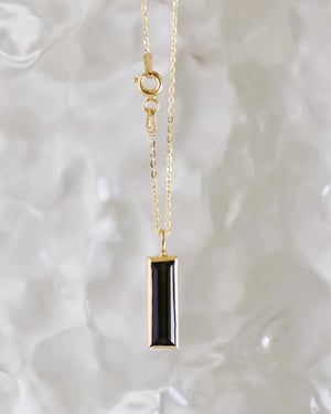 Image of Green Tourmaline bevel cut 14k gold necklace