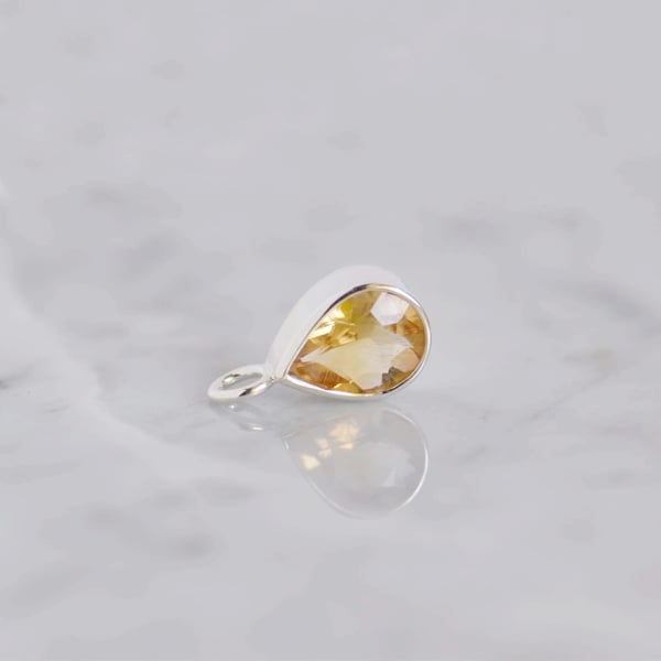 Image of Honey Yellow Citrine pear cut silver necklace