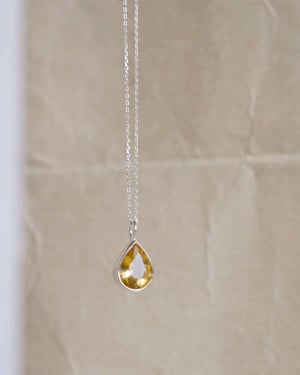 Image of Honey Yellow Citrine pear cut silver necklace