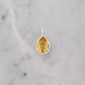 Image of Honey Yellow Citrine pear cut silver necklace