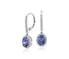Tanzanite and Diamond Halo Drop Earrings in 14k White Gold (8x6mm)