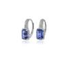 Emerald - Cut Tanzanite Drop Earrings in 14k White Gold