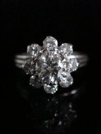 Image 1 of VINTAGE 18CT WHITE GOLD DIAMOND 1.20CT CLUSTER RING Si1 AND H-I COLOUR
