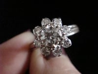 Image 4 of VINTAGE 18CT WHITE GOLD DIAMOND 1.20CT CLUSTER RING Si1 AND H-I COLOUR