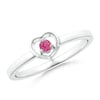 Breast Cancer Awareness Floating Round Pink Sapphire Open Heart Promise Ring