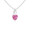Breast Cancer Awareness Pink Sapphire Heart Pendant with Diamond Accents