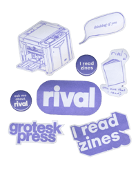 Image 2 of Grotesk Press sticker and button set