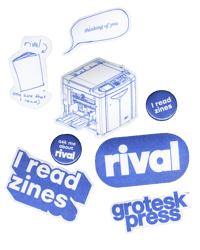 Image 3 of Grotesk Press sticker and button set