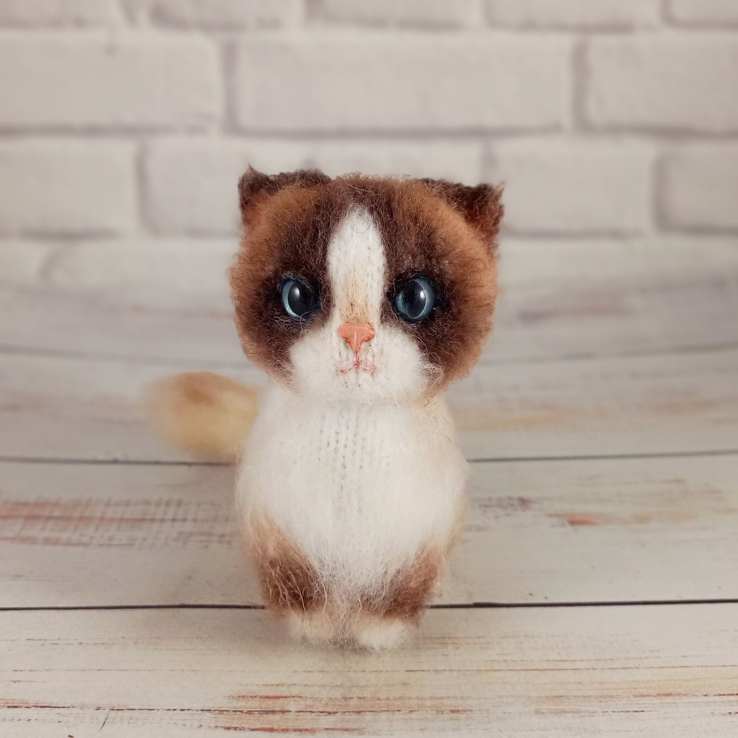 Image of Ragdoll cat plushie, cat stuffed animal sculpture, brown cat realistic plush, gifts for cat owners