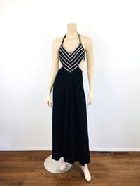 Image 4 of Vintage 1970s Black Jesrsey & Crystal "Stud" Embellished Halter Dress
