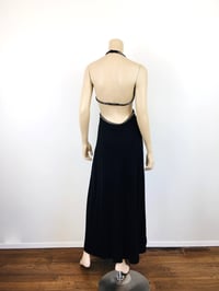 Image 5 of Vintage 1970s Black Jesrsey & Crystal "Stud" Embellished Halter Dress