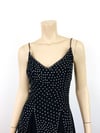 Vintage 1970s 40s Style Rhinestone Studded Black Jersey Dress