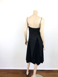 Image 5 of Vintage 1970s 40s Style Rhinestone Studded Black Jersey Dress