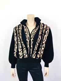 Image 1 of Vintage 1980s Leopard Print & Knit Amen Wardy Bomber Jacket