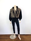 Vintage 1980s Leopard Print & Knit Amen Wardy Bomber Jacket