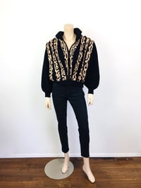 Image 2 of Vintage 1980s Leopard Print & Knit Amen Wardy Bomber Jacket