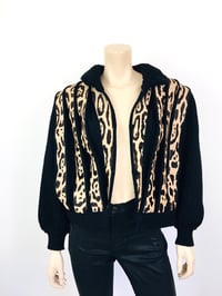 Image 5 of Vintage 1980s Leopard Print & Knit Amen Wardy Bomber Jacket