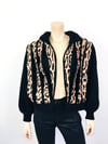 Vintage 1980s Leopard Print & Knit Amen Wardy Bomber Jacket