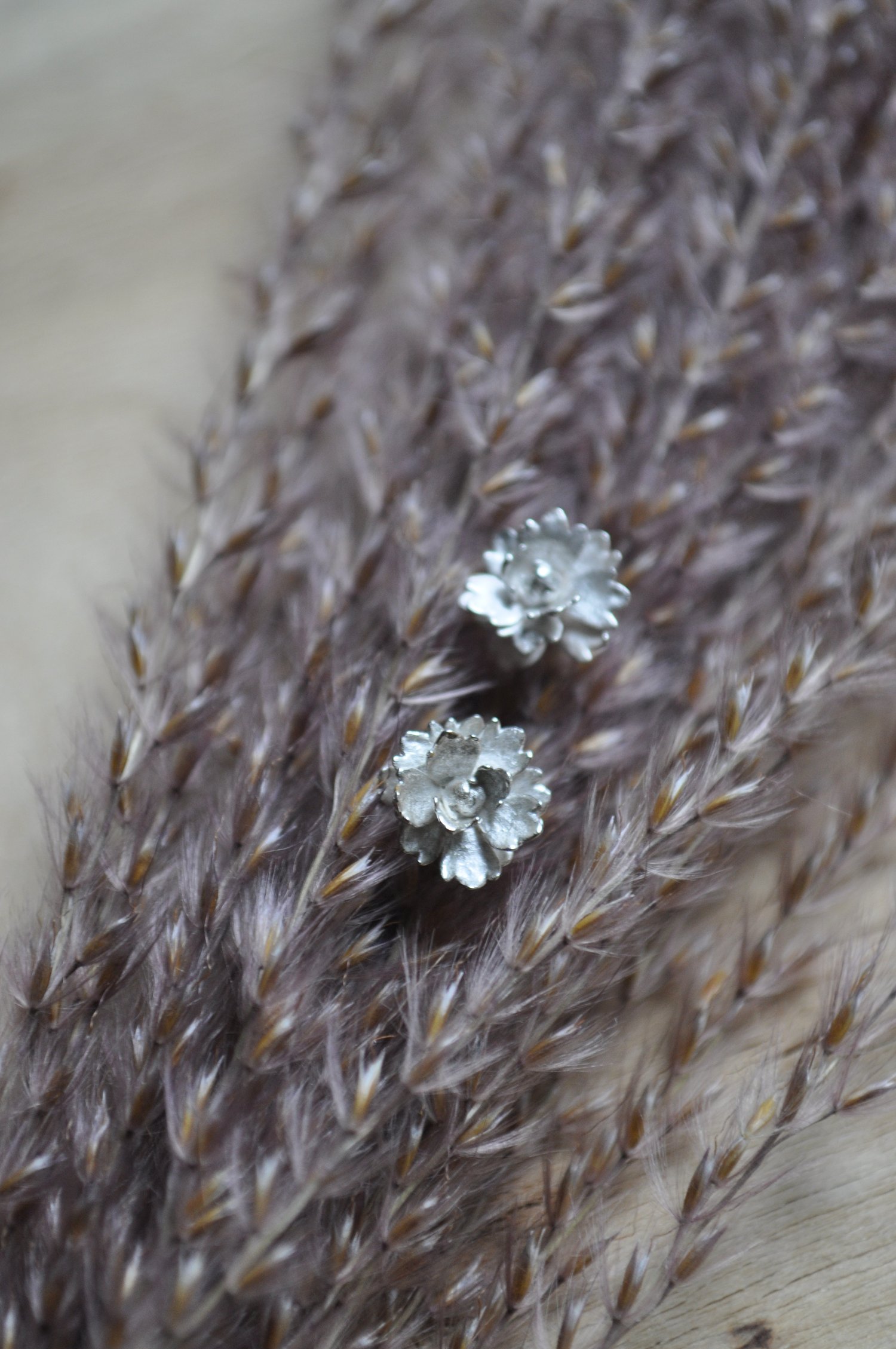 Image of One of a Kind Frilly Succulent Studs - Sterling Silver