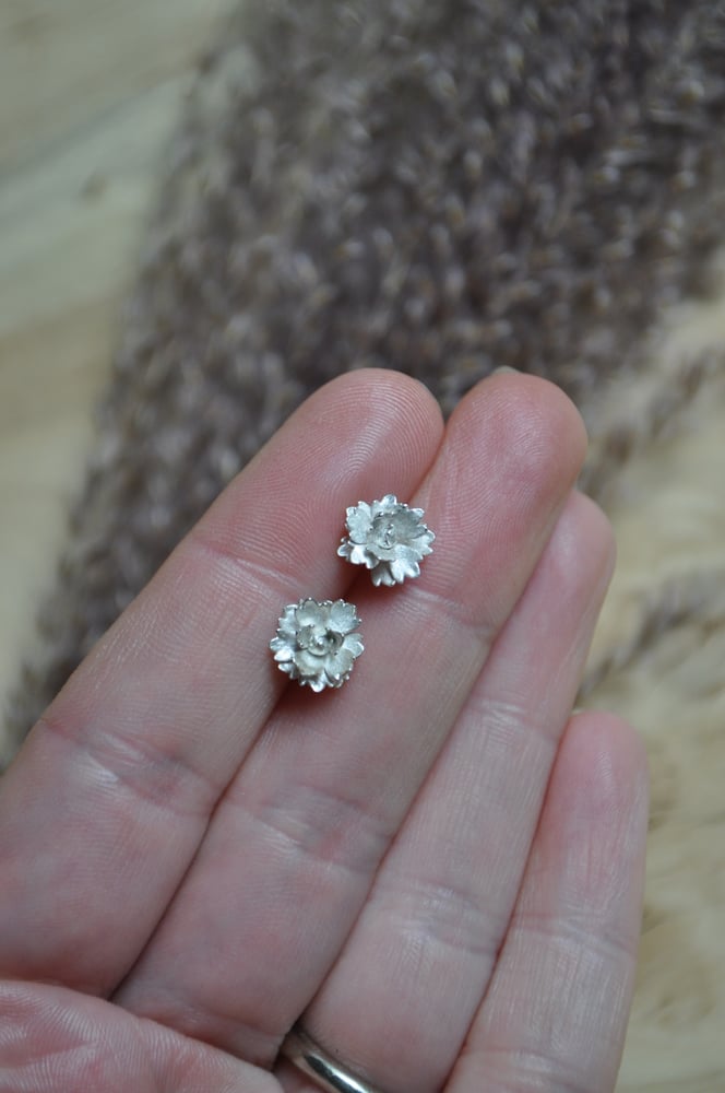 Image of One of a Kind Frilly Succulent Studs - Sterling Silver