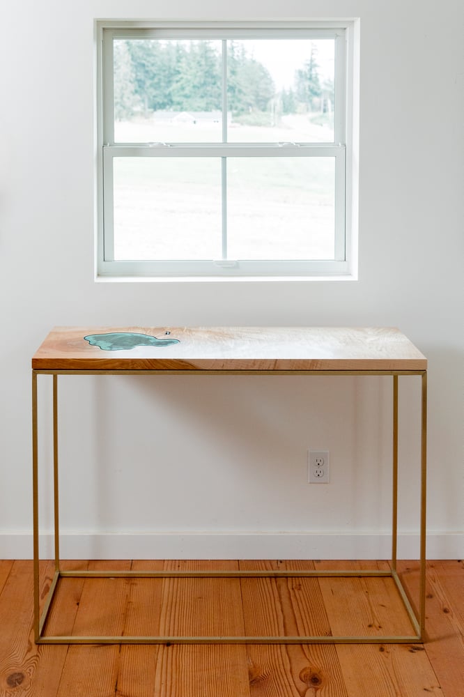 Image of lake console table | bronze + maple