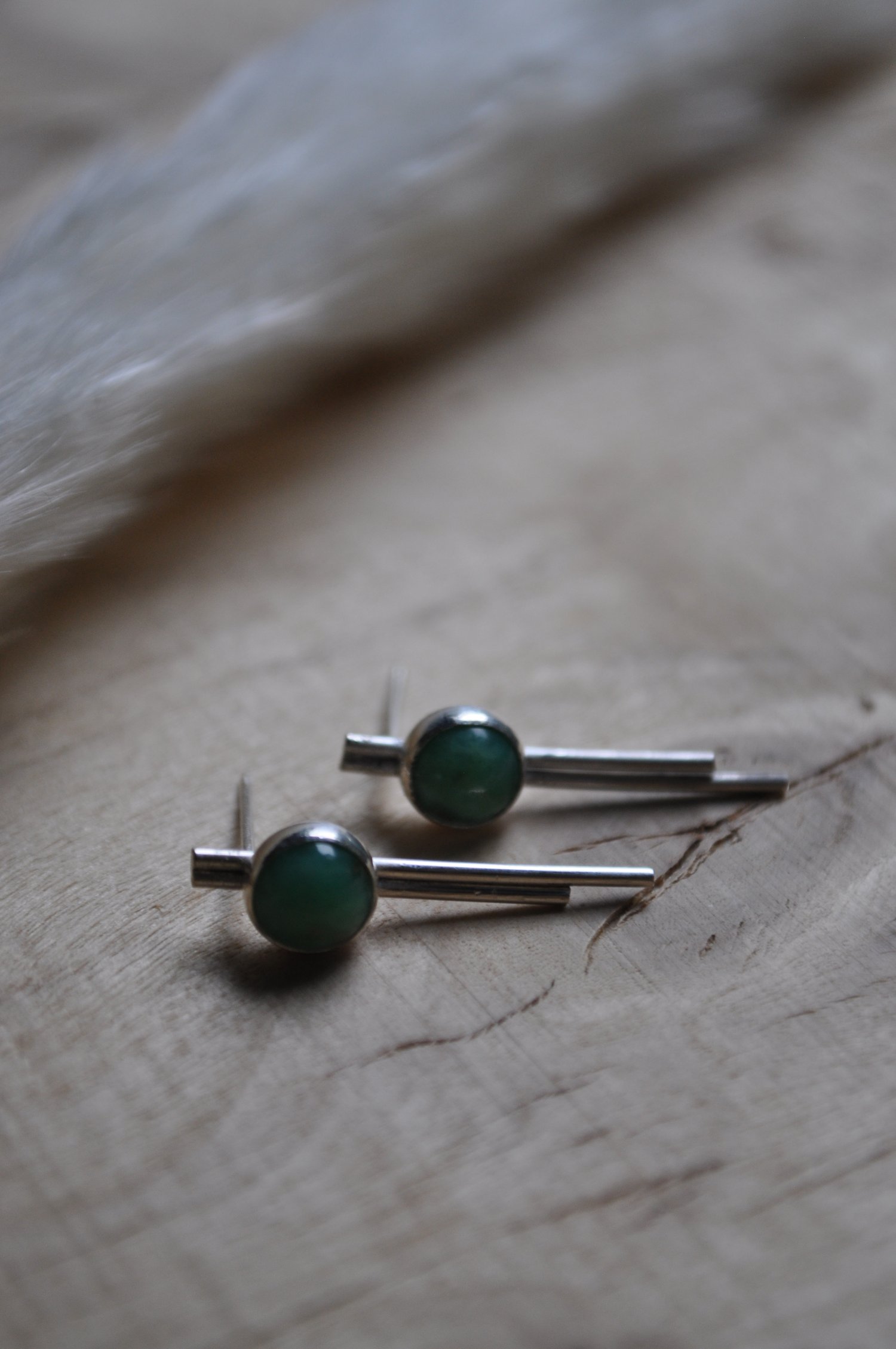 Image of The Road Less Traveled Studs - in Variscite and Sterling Silver