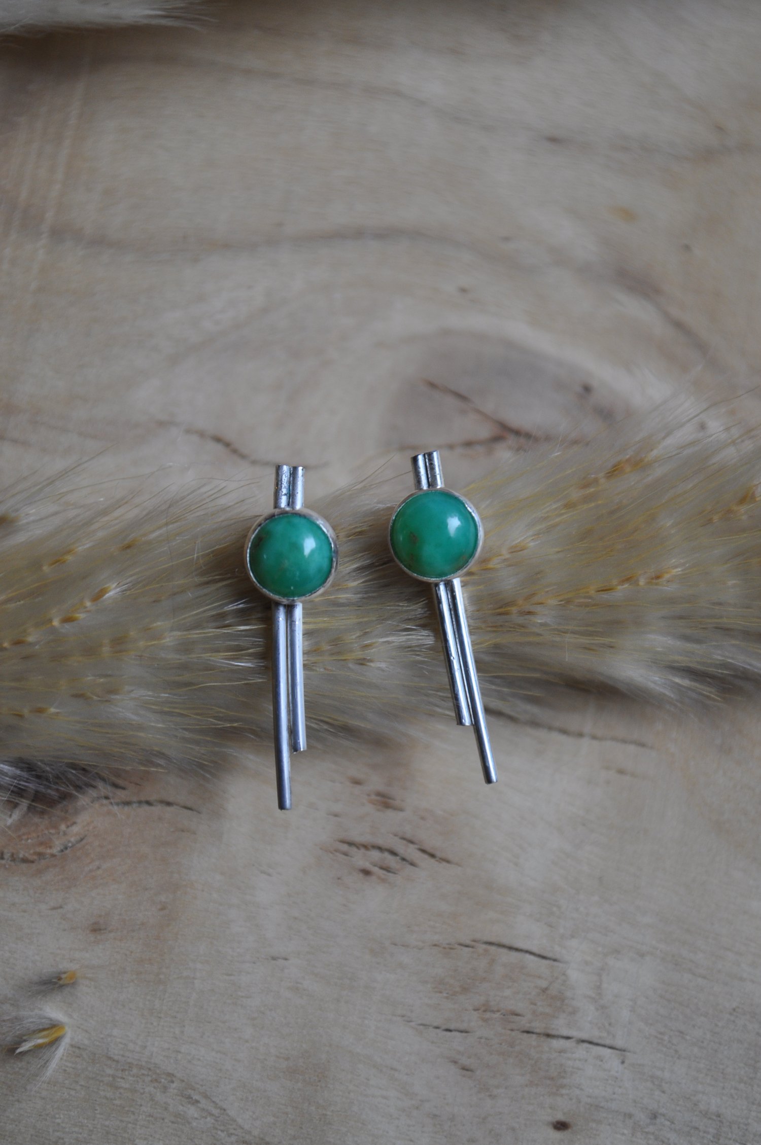 Image of The Road Less Traveled Studs - in Variscite and Sterling Silver
