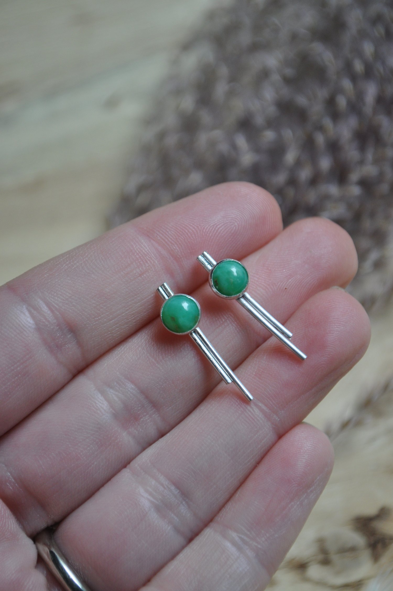 Image of The Road Less Traveled Studs - in Variscite and Sterling Silver