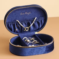 Image 4 of Starry Night Oval Jewellery Case - Navy