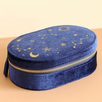 Image 1 of Starry Night Oval Jewellery Case - Navy