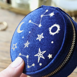 Image of Starry Night Round Jewellery Case - Navy