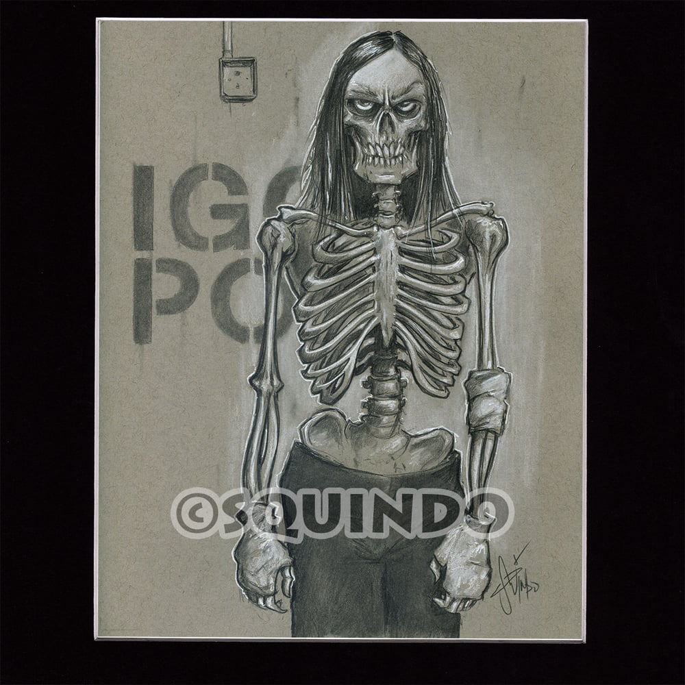 Image of "Iggy Pop" Charcoal pencil on gray paper Original