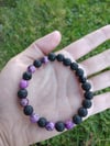 Purple and black jade and lava stone bracelet 