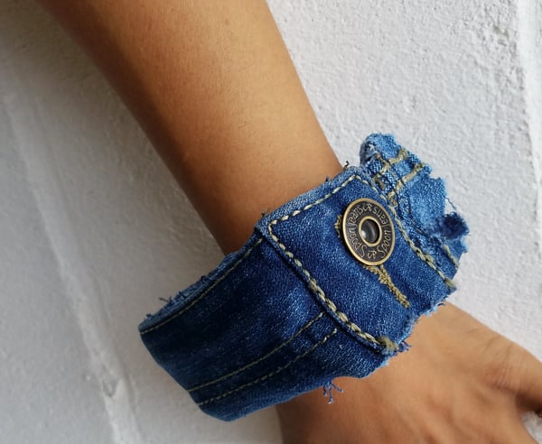 Image of Tasty Raw Edge Denim Vintage Cubed Cuff  