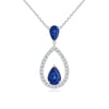 Blue Sapphire Drop Pendant with Diamond Halo