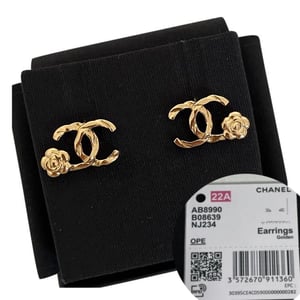 Image of EARLY HOLIDAY SALE NOW $340.00 ! ðŸŽ„Authentic CHANEL Camellia CC Gold Earrings