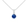 Round Blue Sapphire Solitaire V-Bale Pendant with Diamond