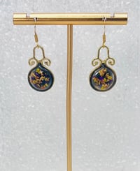 Image 2 of BLACK TEARDROP FLORAL DANGLES