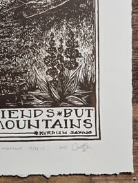 Image 6 of No friends but the mountains • Linocut paper print
