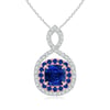 Sapphire & Diamond Double Halo Two Tone Infinity Pendant