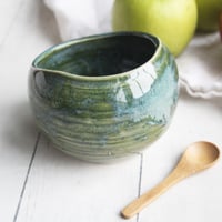 Image 4 of Salt Cellar in Rustic Green Glaze, Handcrafted Pottery Salt Pig, Made in USA