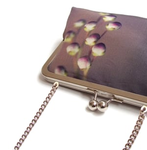 Image of Lilac flower, printed silk clutch bag