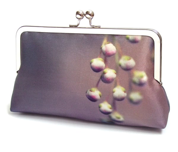 Image of Lilac flower, printed silk clutch bag